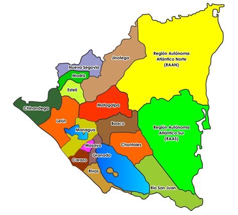 Nicaragua comprende 153 municipios que se dividen en 15 departamentos y dos regiones autónomas.La población de los municipios varía ampliamente, desde menos de dos mil habitantes en San Juan del Norte hasta más de un millón en Managua.Las áreas de los municipios también varían mucho, desde menos de 2.620 km² de Dolores hasta 9,342 …